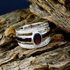 Nova Modern Red Gemstone Ring with Silver Accents