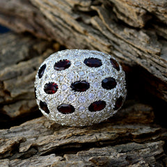 Agnes Modern Red Gemstone Ring with Sparkling Stones