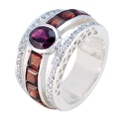 Nova Modern Red Gemstone Ring with Silver Accents