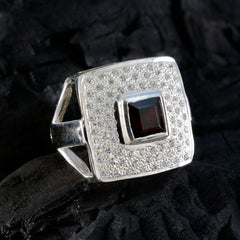 Aisha Modern Red Halo Ring with Square Gemstone