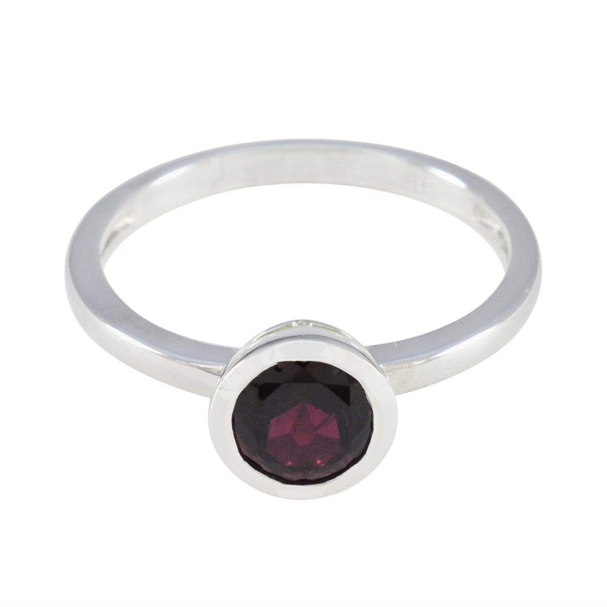 Jia Modern Red Solitaire Ring Sterling Silver Garnet Red