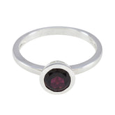 Jia Modern Red Solitaire Ring Sterling Silver Garnet Red