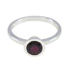 Jia Modern Red Solitaire Ring Sterling Silver Garnet Red