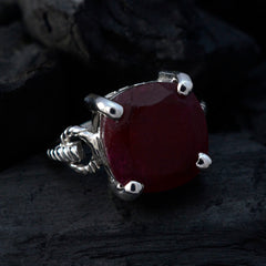 Lakshmi Modern Red Solitaire Ring with Silver Setting