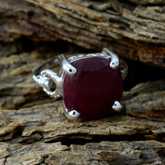 Lakshmi Modern Red Solitaire Ring with Silver Setting