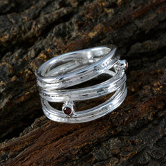 Amelia Modern Red Solitaire Ring in Sterling Silver