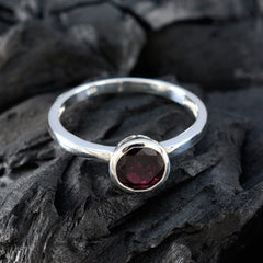 Jia Modern Red Solitaire Ring Sterling Silver