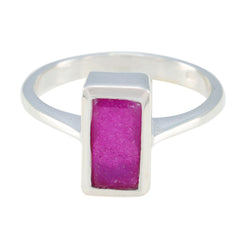 Ayesha Modern Red Solitaire Ring in Sterling Silver Indian Ruby Red