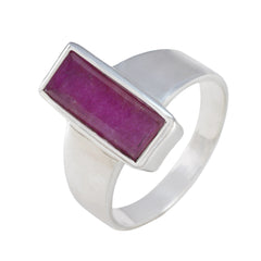Patricia Modern Red Solitaire Ring in Sterling Silver
