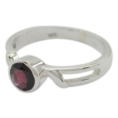 Greta Modern Red Solitaire Ring in Sterling Silver