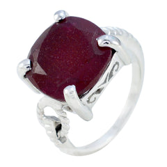 Lakshmi Modern Red Solitaire Ring with Silver Setting