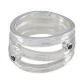 Amelia Modern Red Solitaire Ring in Sterling Silver Garnet Red