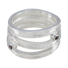 Amelia Modern Red Solitaire Ring in Sterling Silver Garnet Red