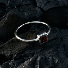 Ellie Modern Red Solitaire Ring with Square Gemstone
