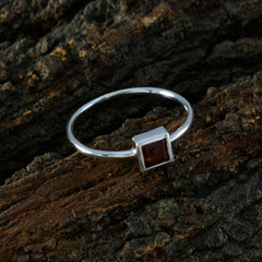 Ellie Modern Red Solitaire Ring with Square Gemstone