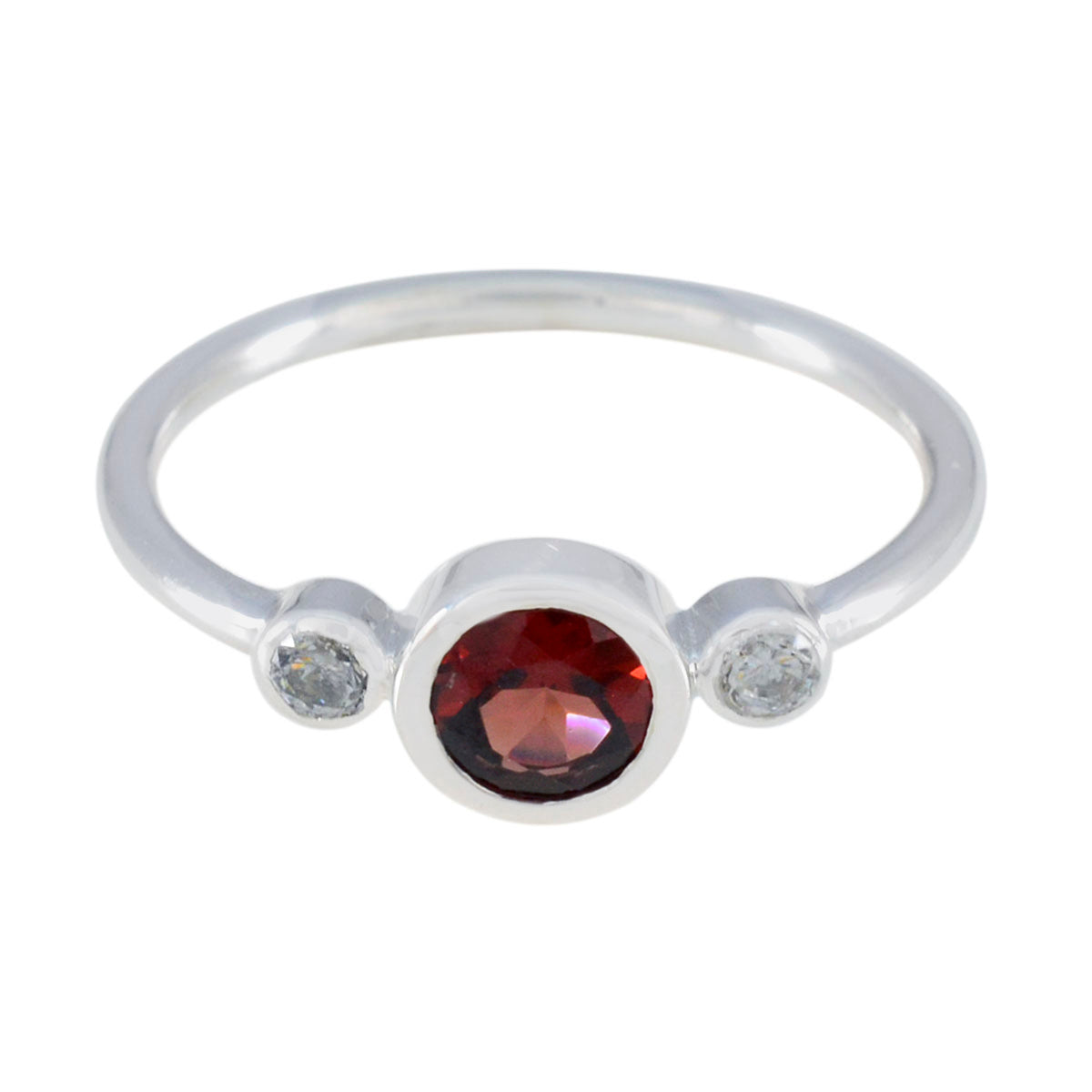 Abigail Modern Red Trilogy Ring with Gemstones Garnet Red