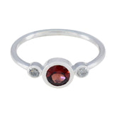 Abigail Modern Red Trilogy Ring with Gemstones Garnet Red