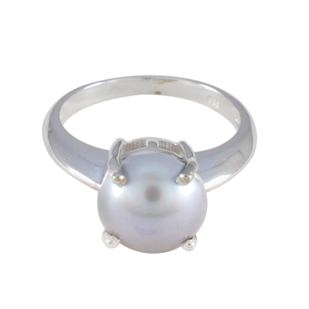 Isla modern solitaire ring featuring a single large pearl set on a polished silver band