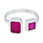 Cecilia modern toi et moi ring featuring two vibrant pink rectangular stones set in sterling silver