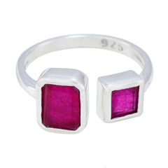 Cecilia modern toi et moi ring featuring two vibrant pink rectangular stones set in sterling silver