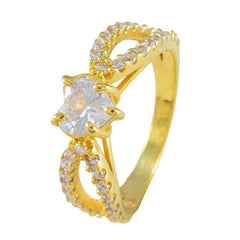 Giulia modern white halo ring with gold band and clear center gemstone surrounded by small diamonds