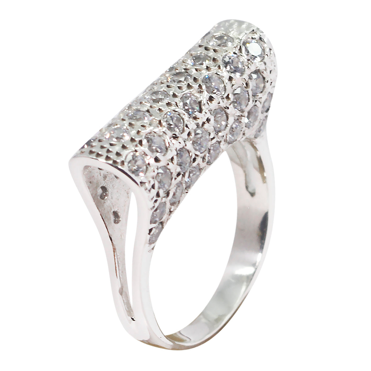Renata modern white ring for women with sparkling stones and sleek silver band design