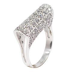 Renata modern white ring for women with sparkling stones and sleek silver band design