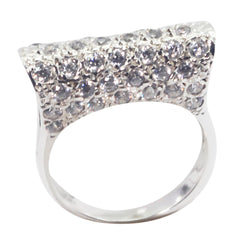 Renata modern white ring for women with sparkling clear stones in a wide band design