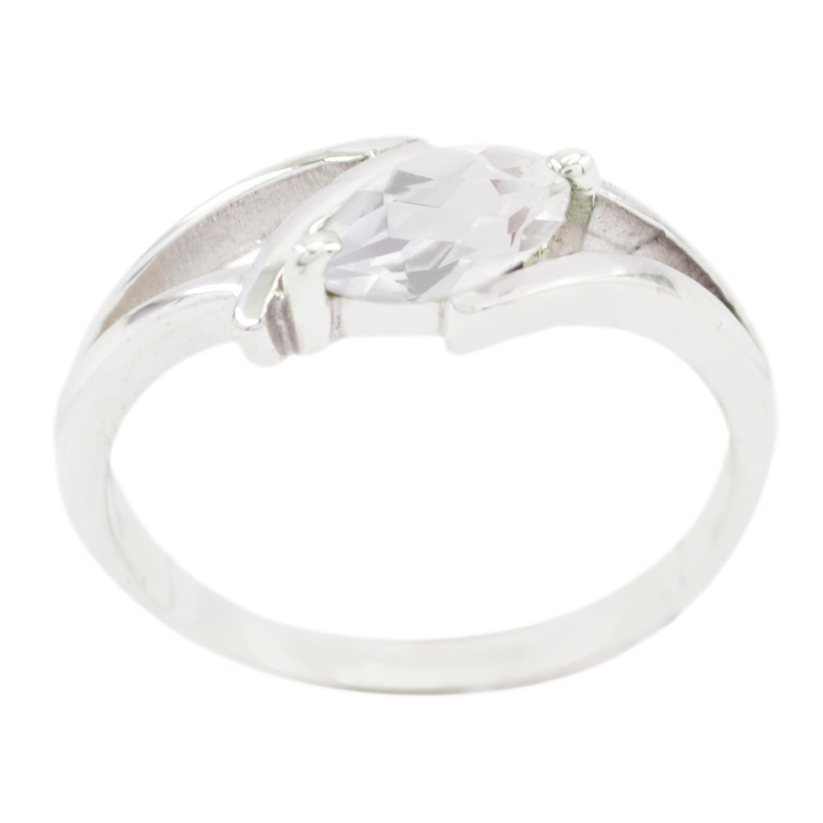 Saanvi Modern White Solitaire Ring Elegant Design Crystal Quartz White