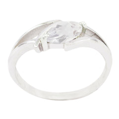 Saanvi Modern White Solitaire Ring Elegant Design Crystal Quartz White