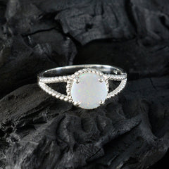 Angeles Modern White Solitaire Ring with Opal Gemstone