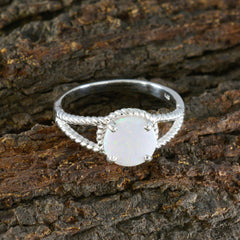 Angeles Modern White Solitaire Ring with Opal Gemstone