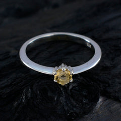 Priya Modern Yellow Solitaire Ring with Silver Band