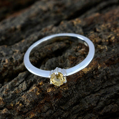 Priya Modern Yellow Solitaire Ring with Silver Band