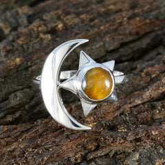 Riya Moon and Star Solitaire Ring with Tiger's Eye Gem