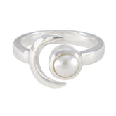 Lucy Moon Sun Solitaire Ring with Pearl Accent Pearl White