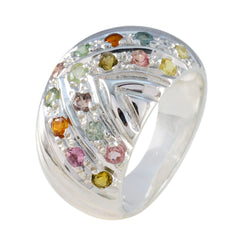 Lea sterling silver multicolor abstract ring with pastel round gemstones and polished openwork dome design
