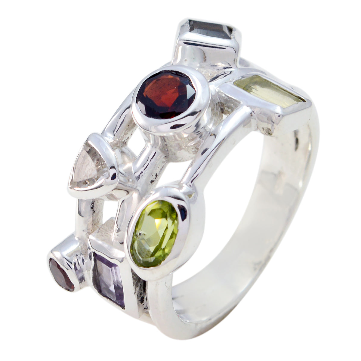 Amanda Multicolor Cocktail Ring with Gemstone Accents Multi Stone Multicolor
