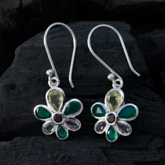 Ayaka Multicolor Dangle Earrings India - Floral Gemstone Design