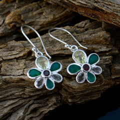 Ayaka Multicolor Dangle Earrings India - Floral Gemstone Design