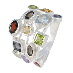 Genesis sterling silver multiband ring with assorted cuts and colorful stones multicolor gemstone cocktail ring