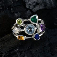 Angeles Multicolor Gemstone Cocktail Ring in Sterling Silver