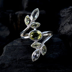 Valentina silver leaf wrap ring with green marquise and oval stones multicolor gemstone cocktail ring