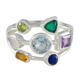Angeles Multicolor Gemstone Cocktail Ring in Sterling Silver Multi Stone Multicolor