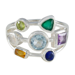 Angeles Multicolor Gemstone Cocktail Ring in Sterling Silver Multi Stone Multicolor