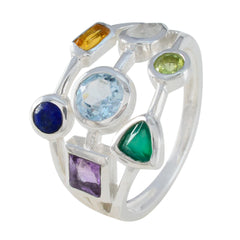 Angeles Multicolor Gemstone Cocktail Ring in Sterling Silver