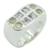 Skylar multicolor gemstone cocktail ring with square and round stones set in silver band