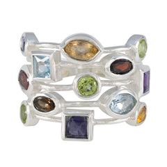 Zazlle Multicolor Gemstone Cocktail Ring for Glam Style Multi Stone Multicolor