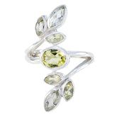 Valentina silver wrap leaf ring with pale green stones multicolor gemstone cocktail ring for evening wear