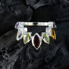 Carla multicolor gemstone crown ring featuring various vibrant gemstones on silver band